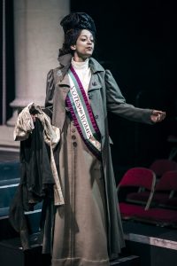 Acting Student dressed as a suffragette in a production of Her Naked Skin