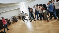 Students in Nicholas Nickleby rehearsals