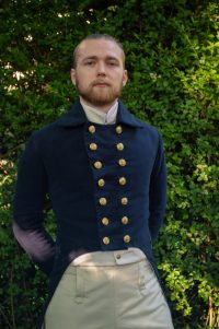 Model wearing Royal Navy outfit