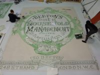 Scenic Art students working on the floor for Mrs Beeton Says