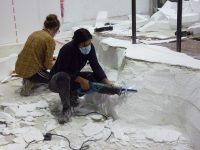 Scenic Art students doing poly carve work