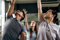 Students exercising in the Summer Foundation