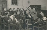 Black and white photo of students circa 1950s